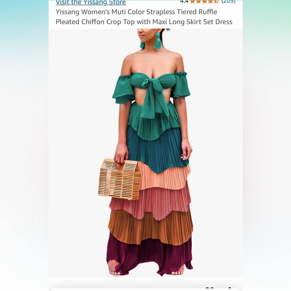 Multicolored tier two piece dress! S/M